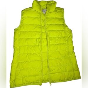 J Crew Neon Lime Green-Yellow Puffer Vest Size XXS